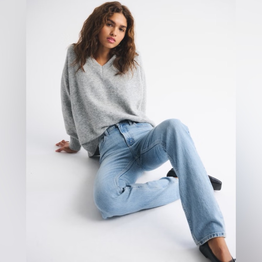 Abercrombie & Fitch Light Blue High-Rise Straight Jeans
